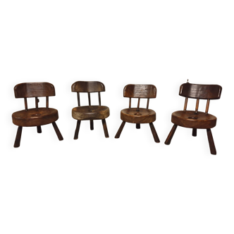 Set of 4 Brutalist Brazil Mid-Century Chairs