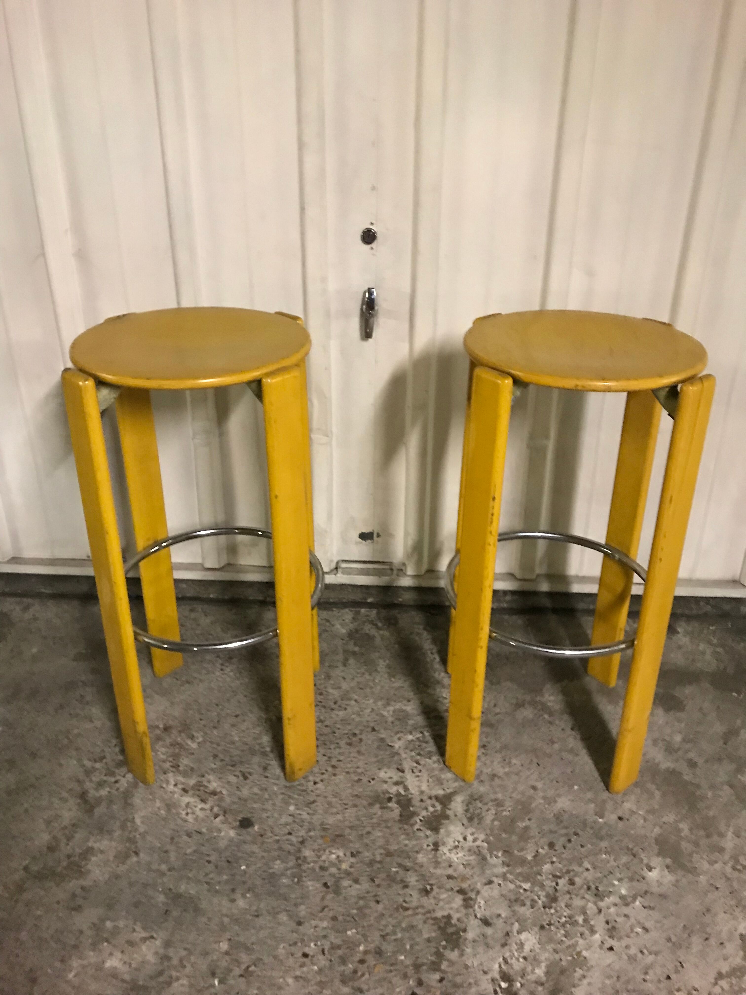 Pair of Bruno Rey bar stools