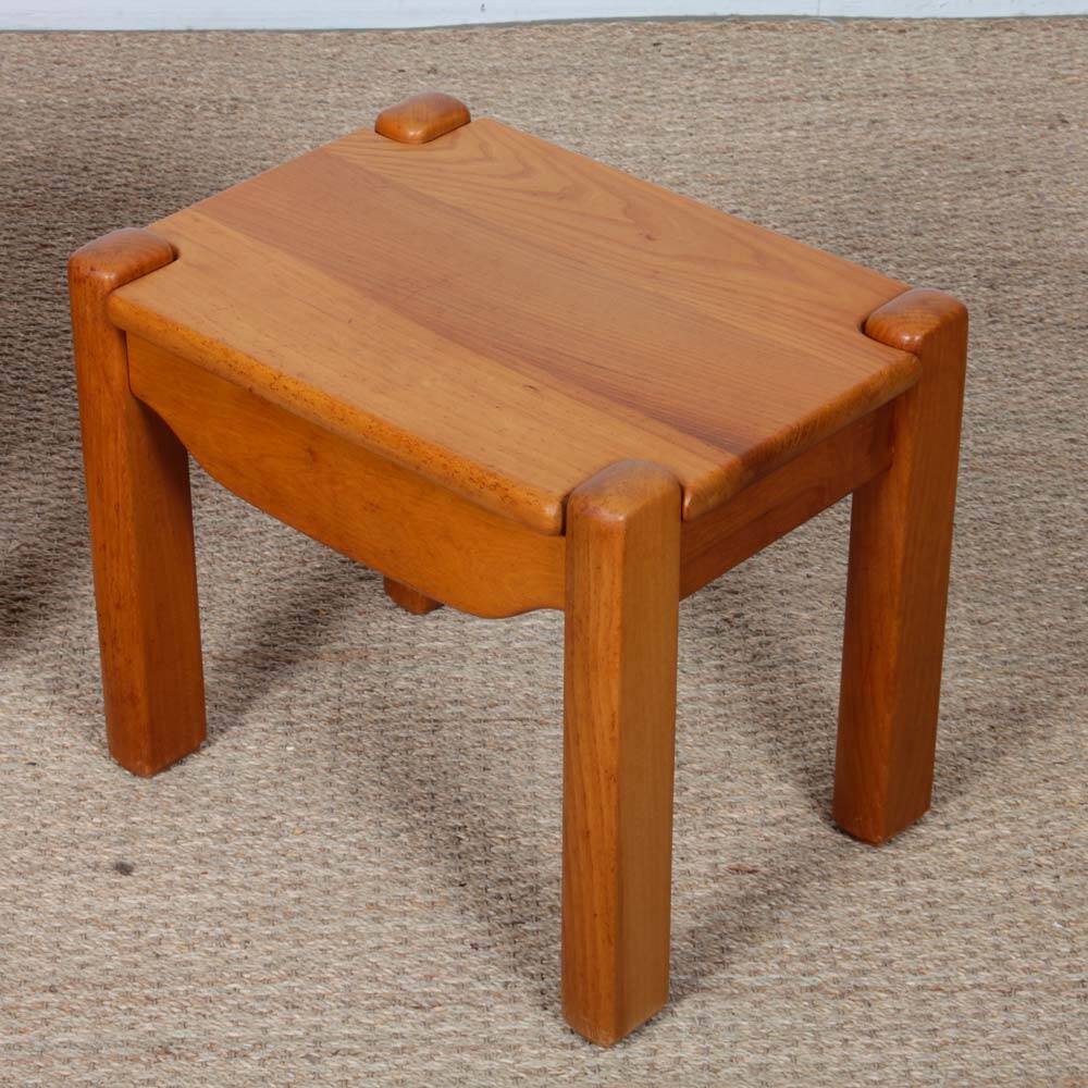 Pair of bedside tables in solid elm from the 1980s.