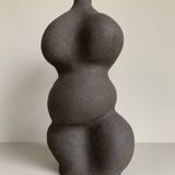 Raw black stoneware vase