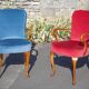 English lounge 4 armchairs and a coffee table Queen Anne armchairs blue and red fabric