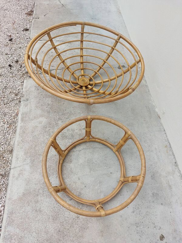 Loveuse fauteuil en rotin vintage 1950