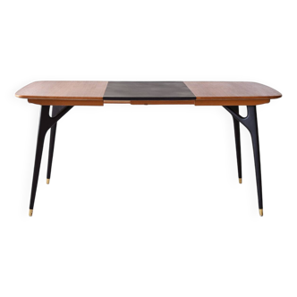 Vintage extendable table in dark wood and black