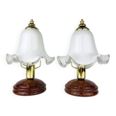 Lampes de table italienne vintage en verre de Murano, années 1980, lot de 2
