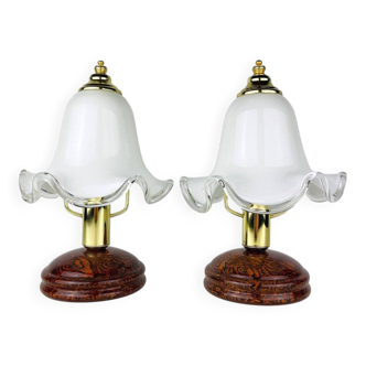 Vintage Italian table lamps in Murano glass, 1980s, set of 2.
