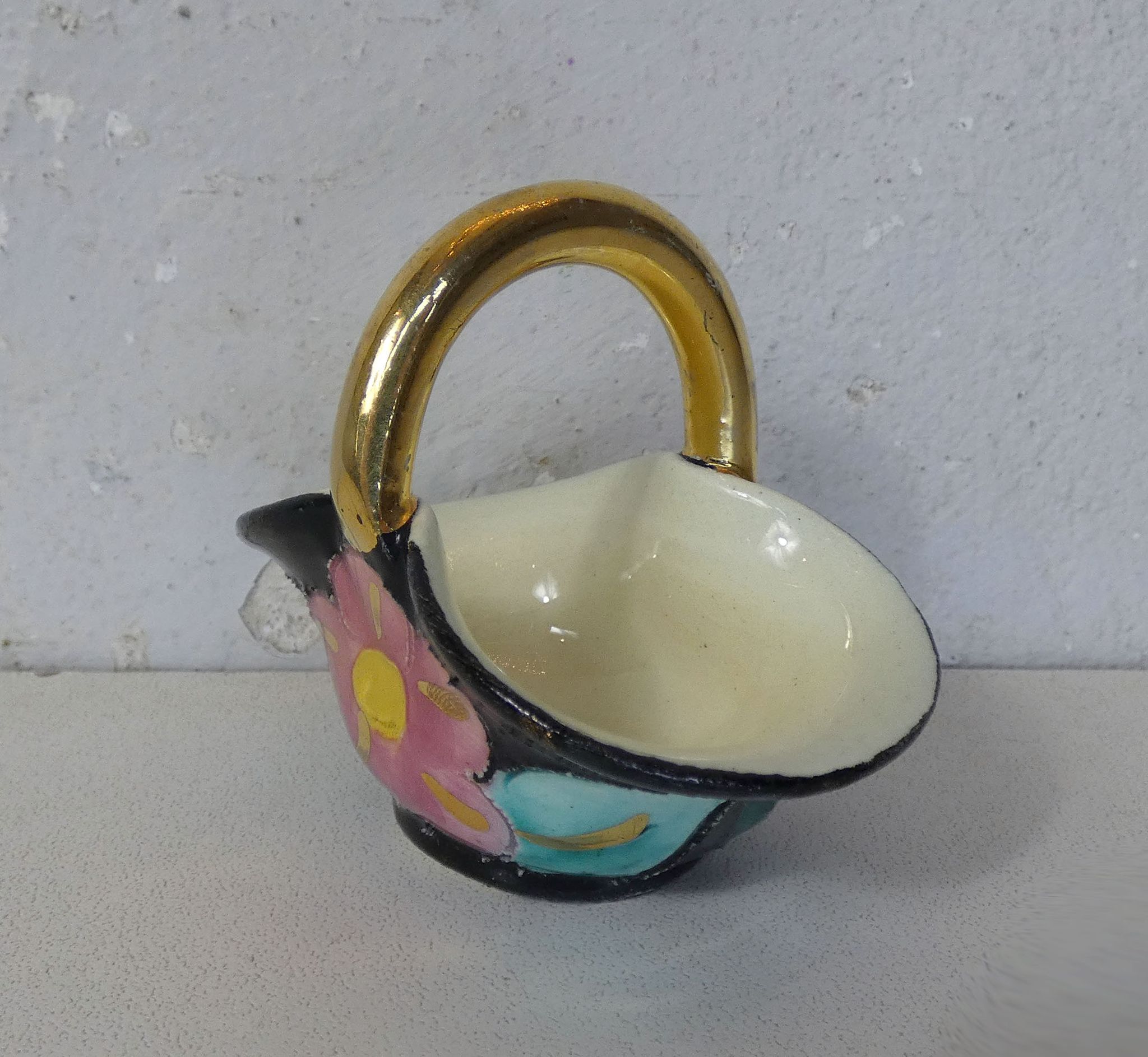 Basket signed vallauris vintage ceramic
