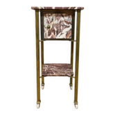 Side table / bedside table in red marble and brass – circa 1900
