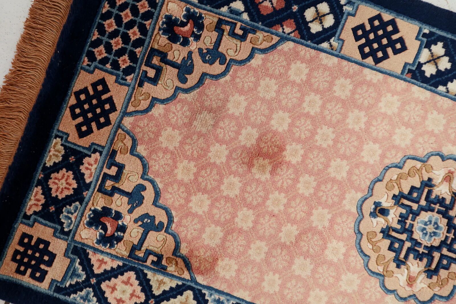 Antique 1930s Chinese Art Deco rug 64cm x 123cm - 1C1261