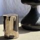 Small side table in black and white petrified wood H28 D18