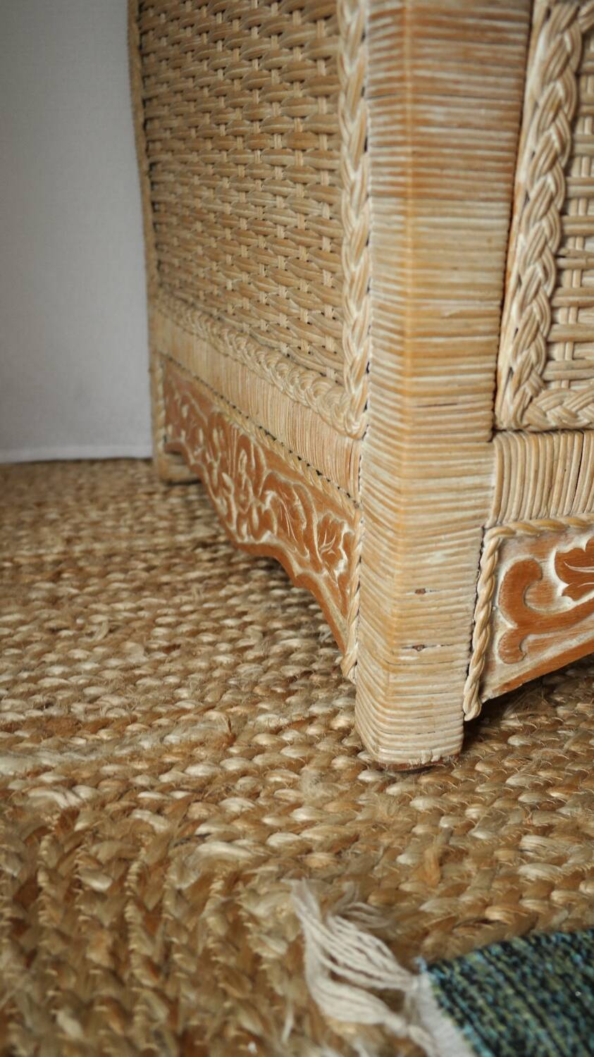 Commode en osier beige vintage