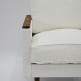 Fauteuil cube original des années 70, entièrement restauré, bouclé blanc