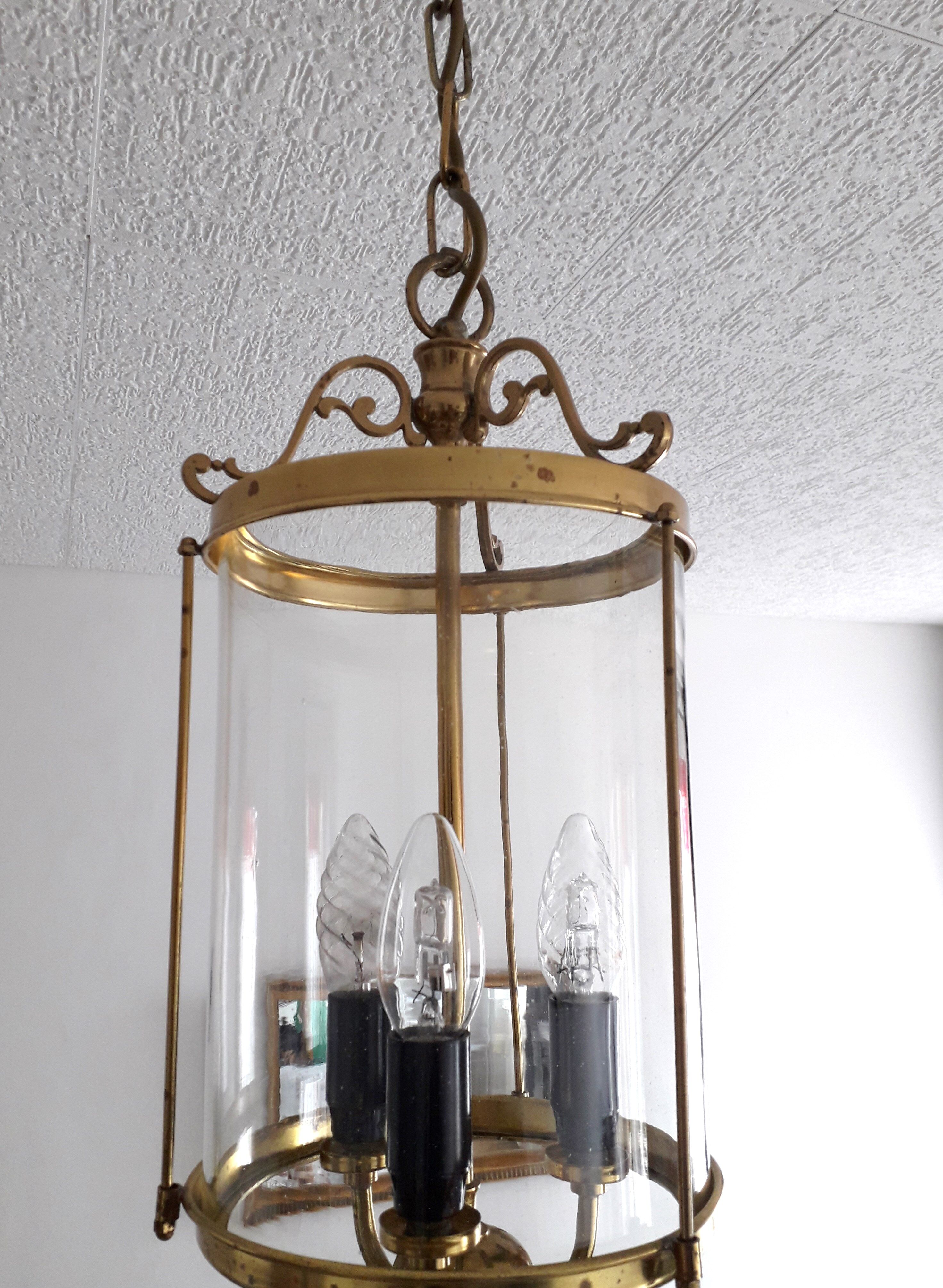 Old entrance hall lantern - 3 fires - convex glass - 50s