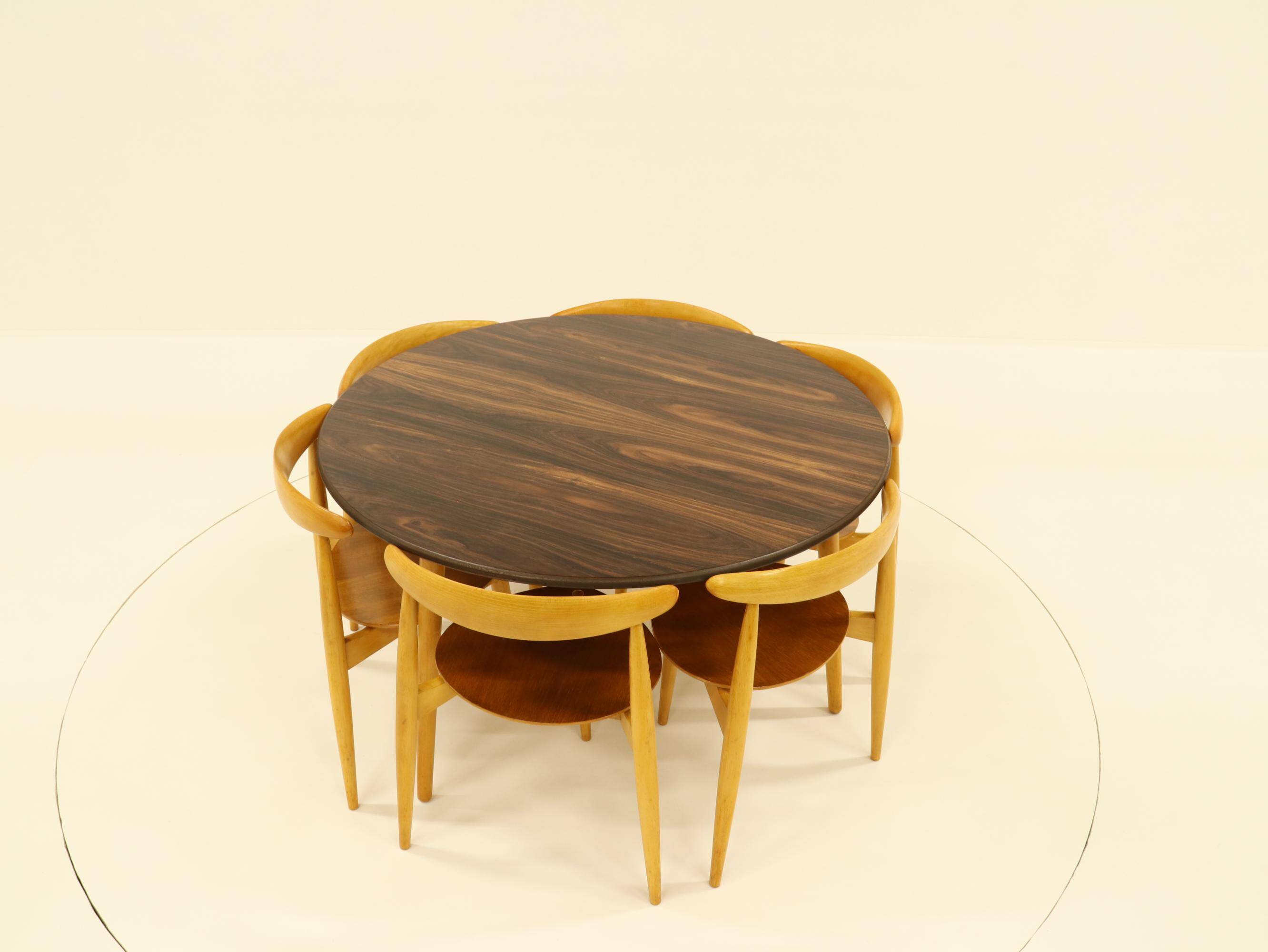Heart dining set, designed by Hans Wegner for Fitz Hansen,  Denmark 1960s