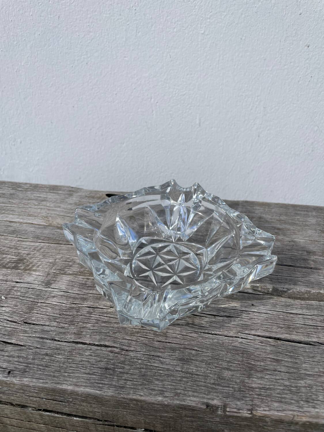 Clear cut glass ashtray 1970