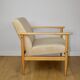 Vintage Loft armchair 70s light beige - velvet fabric - natural beech wood
