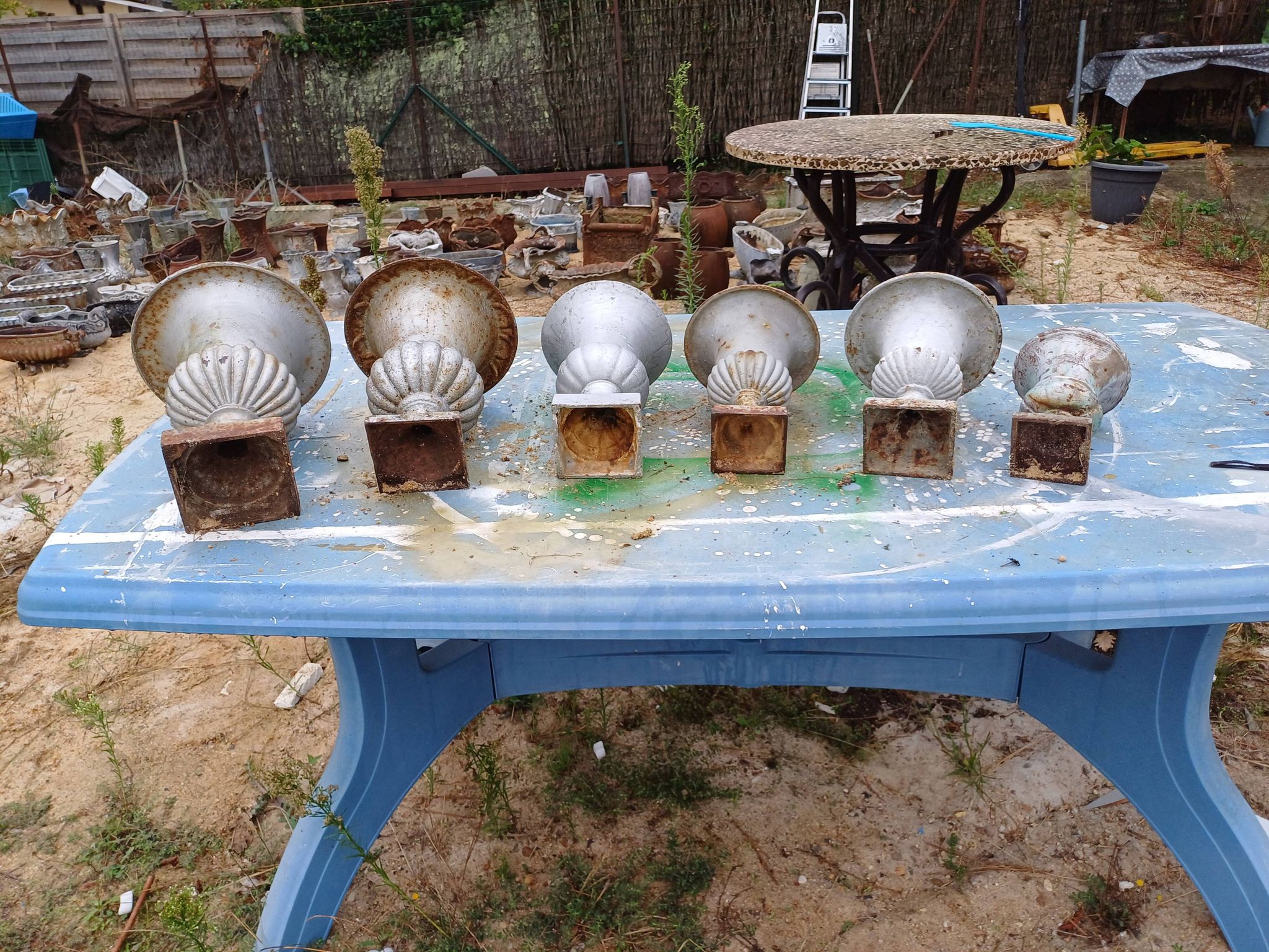 Lot of 6 Medici Cast Iron Vases from Charleville - Mézières 1900
