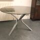 Vintage round table 1970 chrome foot smoked glass top 70