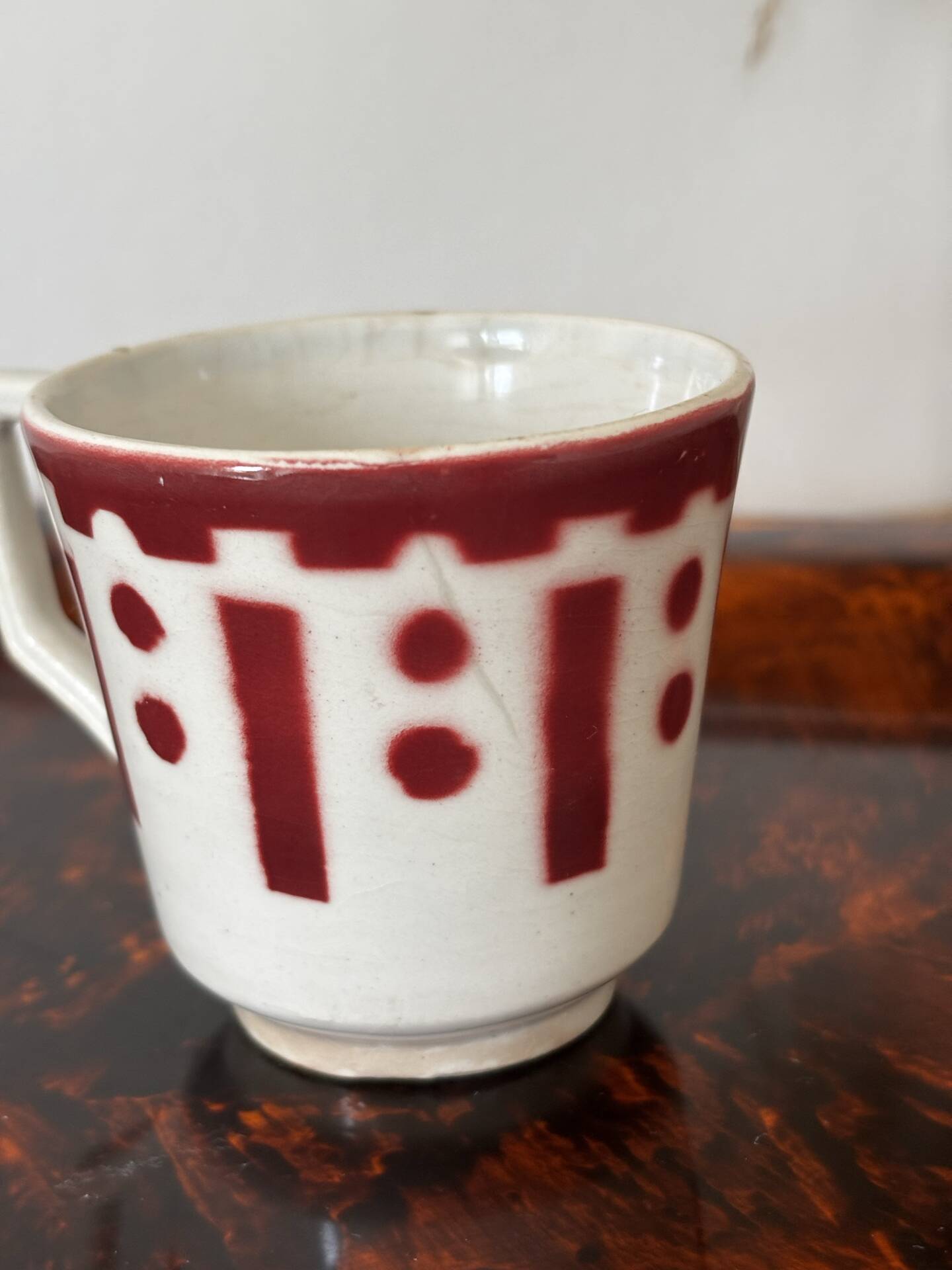 Set of two antique opaque porcelain cups from Gien.