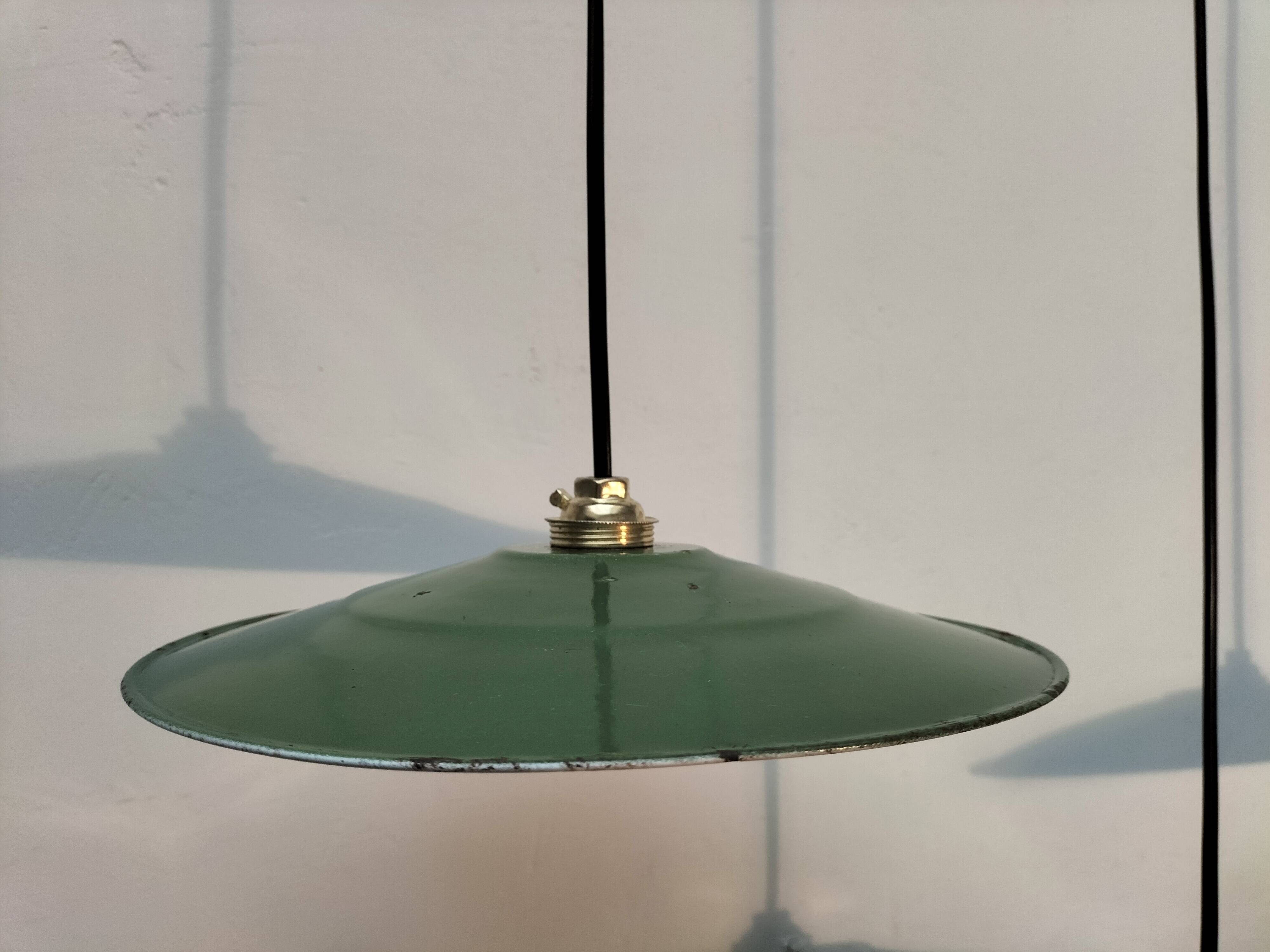 Set of 3 enameled sheet metal pendants