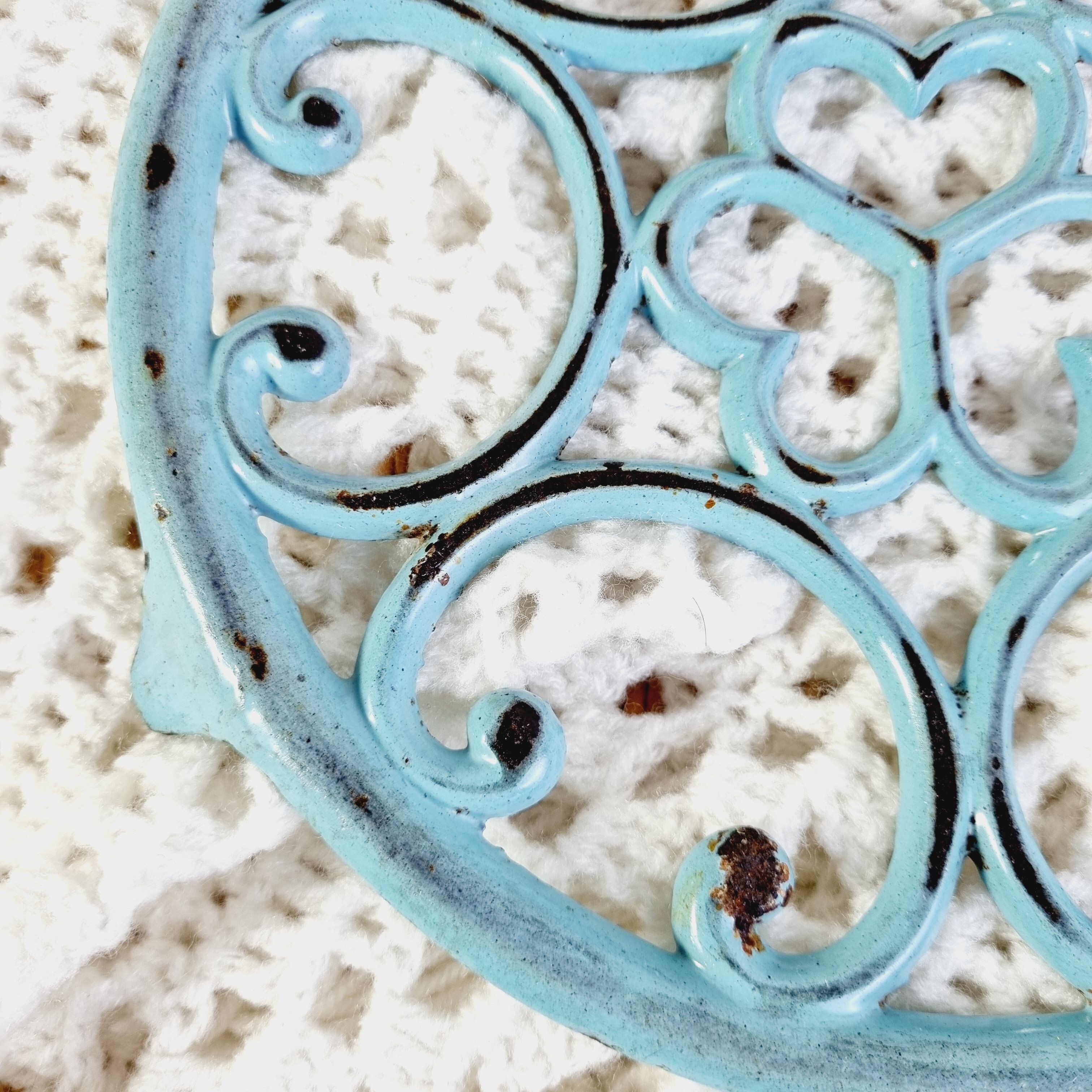 Sky blue cast iron underside