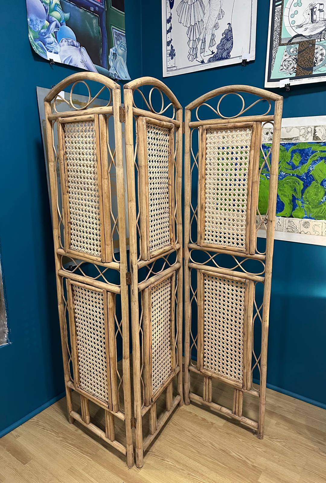 Wicker and cane screen