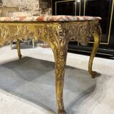 Middle table in gilded wood from the napoleon iii period red marble top