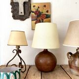 Lampe céramique, câble 2 M tissu neuf, abat-jour coton