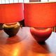 Pair of red and green ceramic lamps