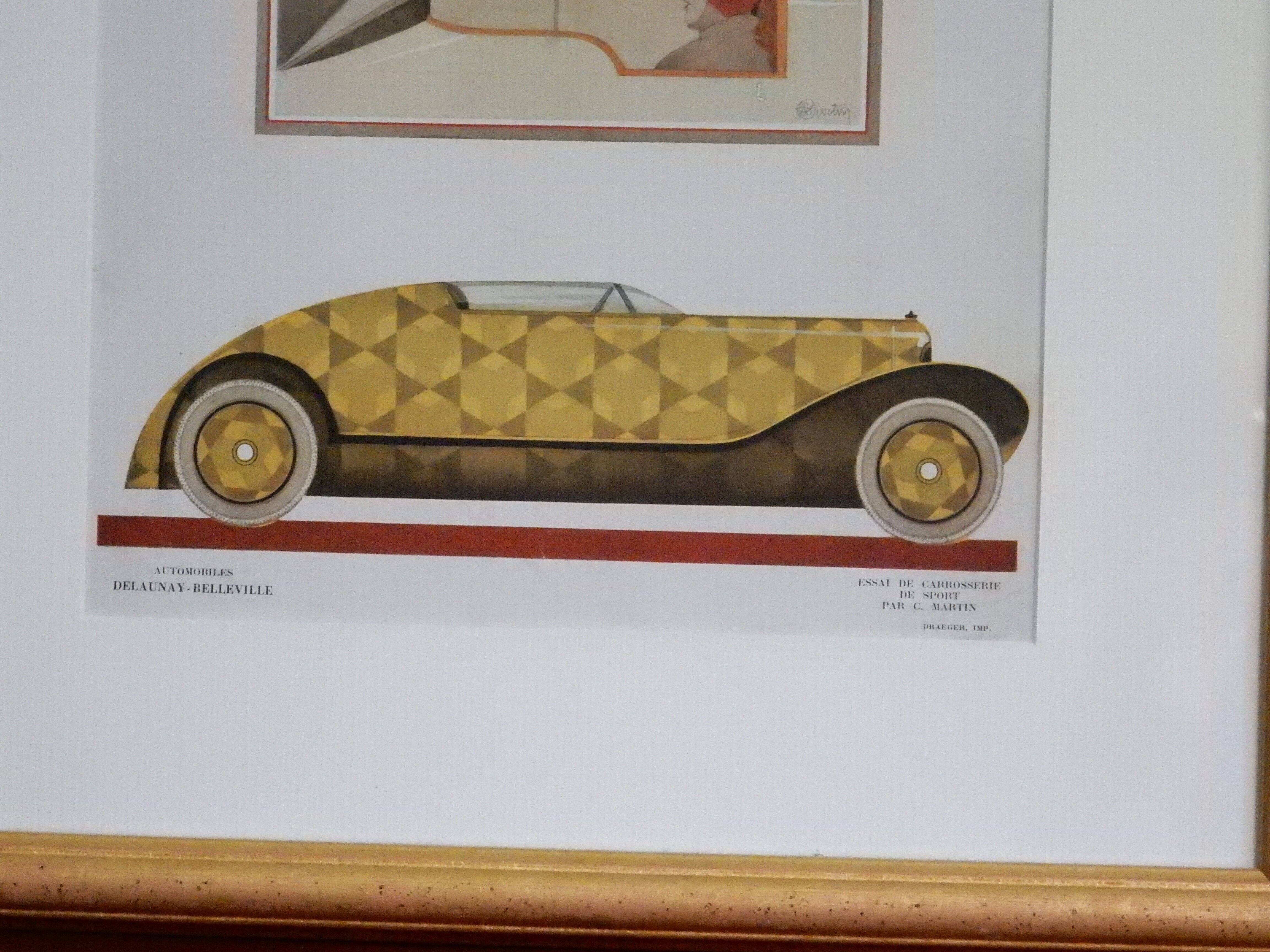 Art Deco illustration luxury car Delaunay Belleville by Charles Martin in 1924