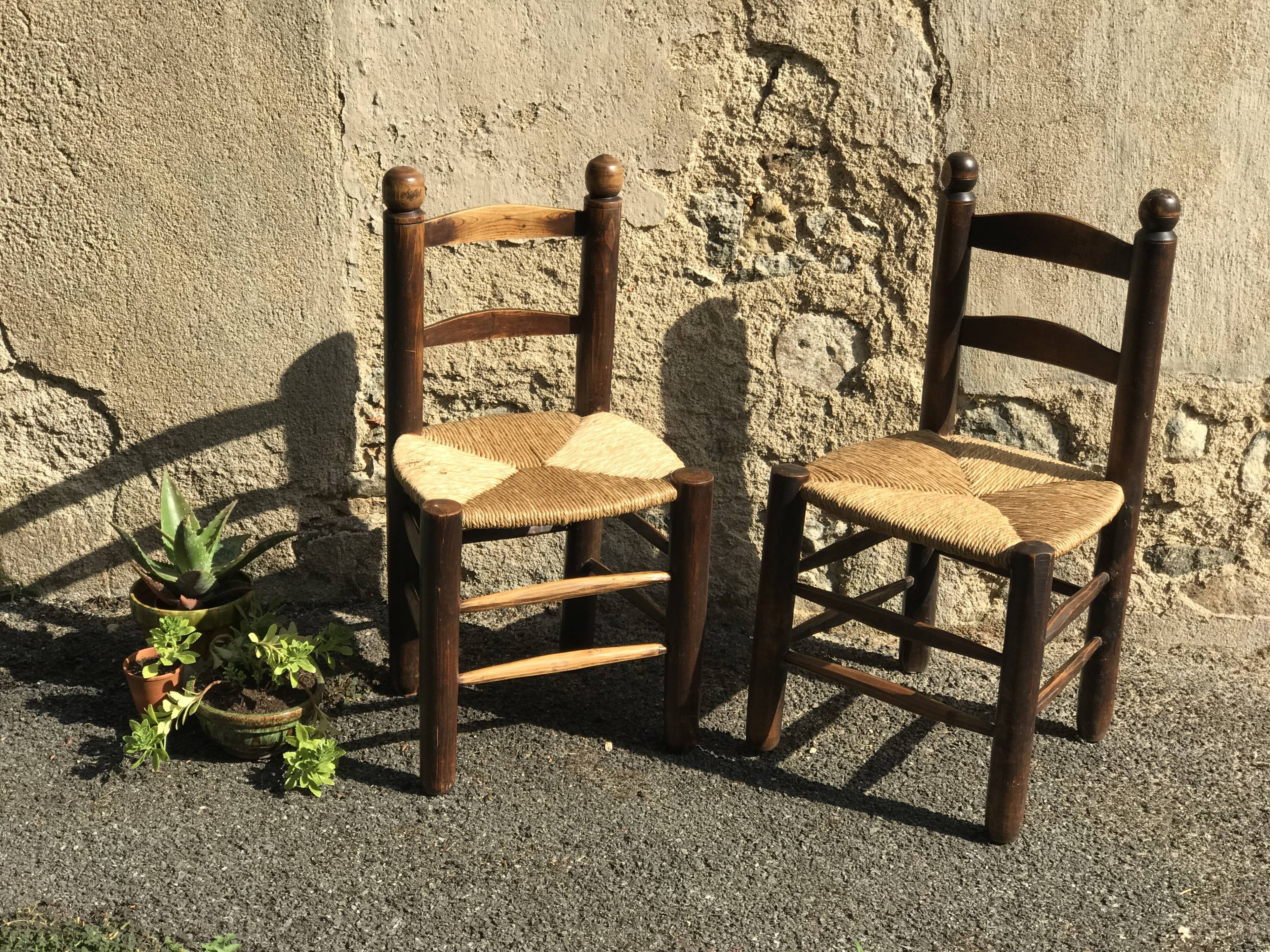 Pair of straw chairs