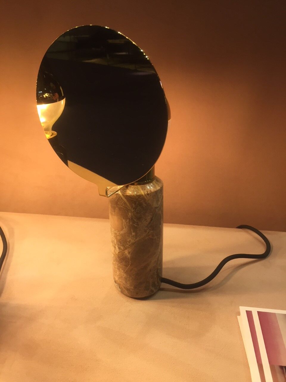 Brass table lamp and marble black