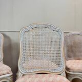 Set of six Louis XV style lacquered wood caned chairs