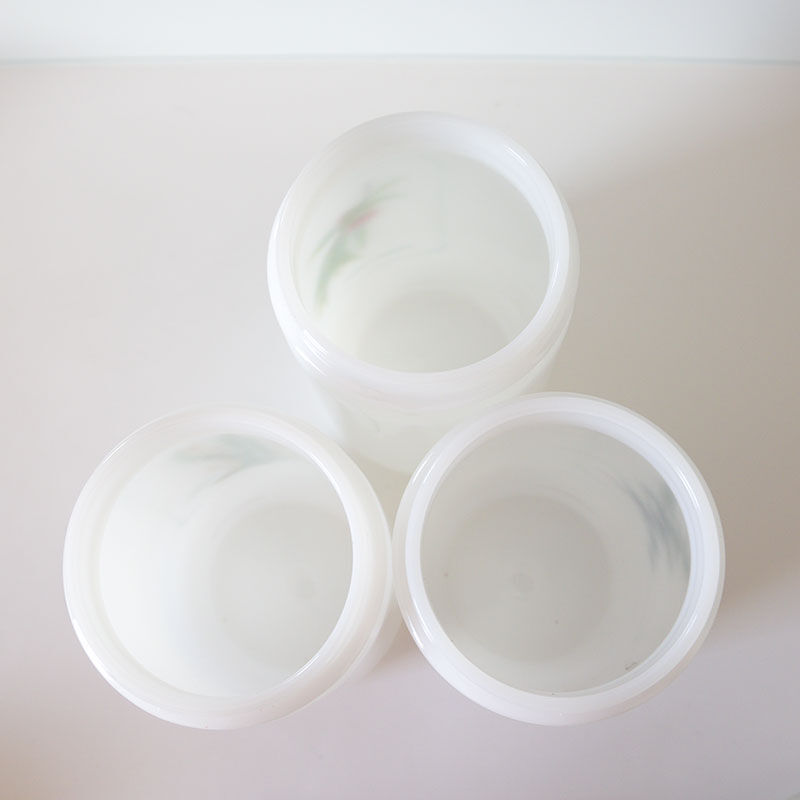 3 jars of white opaline apothecary