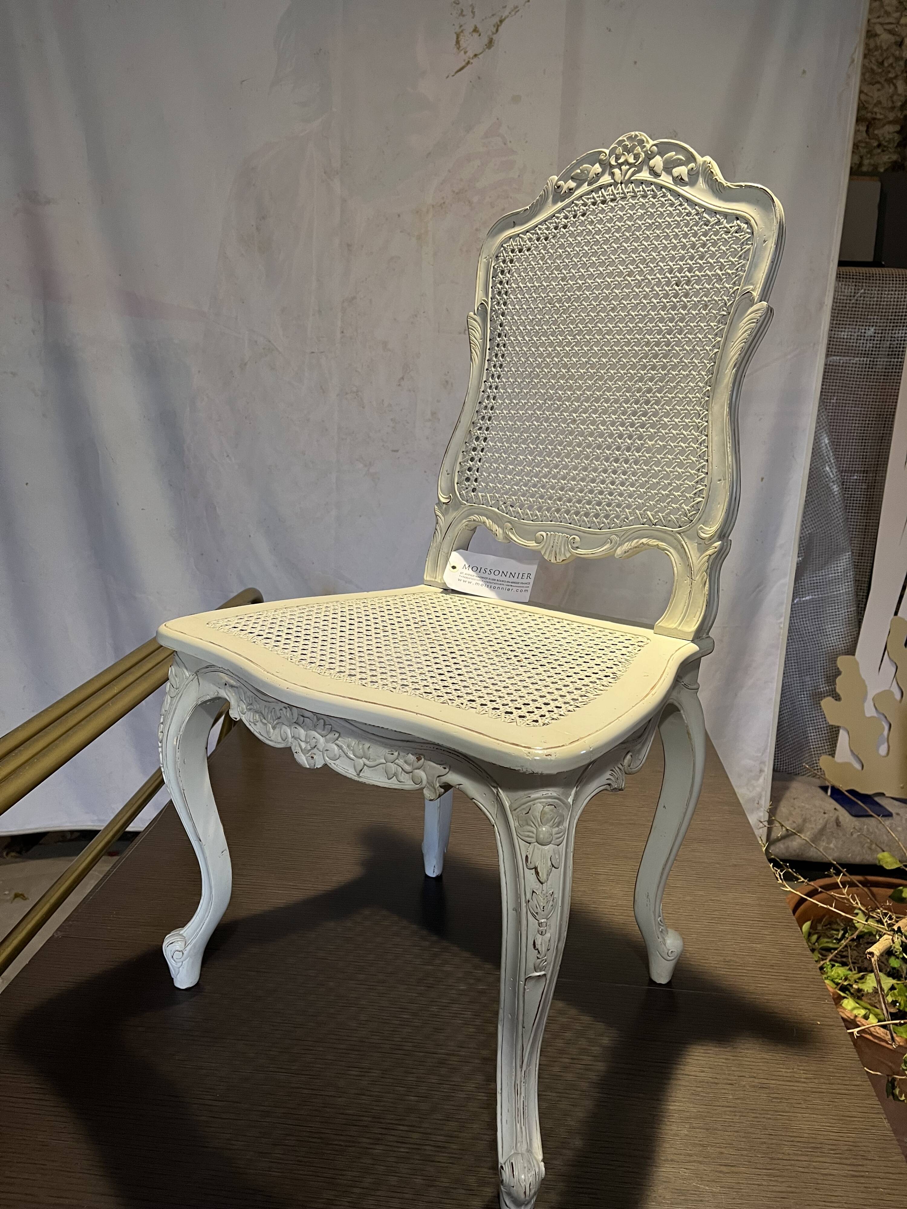 Paire de chaises cannées style Régence, fabrication Moissonnier