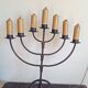 7-arm wrought iron candlestick - H 57 cm - large candle - antique