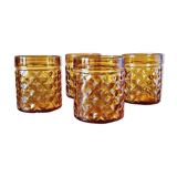 4 amber glasses with diamond tip decoration, brand Pernod SA