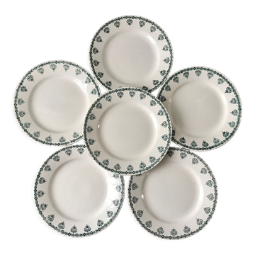 lot of 6 flat plates Saint-Amand blue flowers model "Nancy" years 30-40