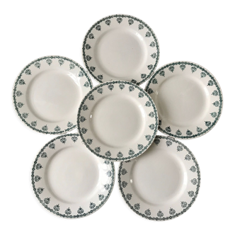 Lot de 6 assiettes plates saint-amand fleurs bleues modèle "nancy" années 30-40