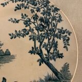 9 dessert plates old chickens, geese and pheasants blue field service Terre de Fer