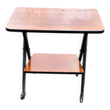 Scandinavian double-tray serving trolley with glossy lacquered top