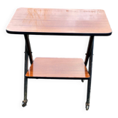 Scandinavian double-tray serving trolley with glossy lacquered top