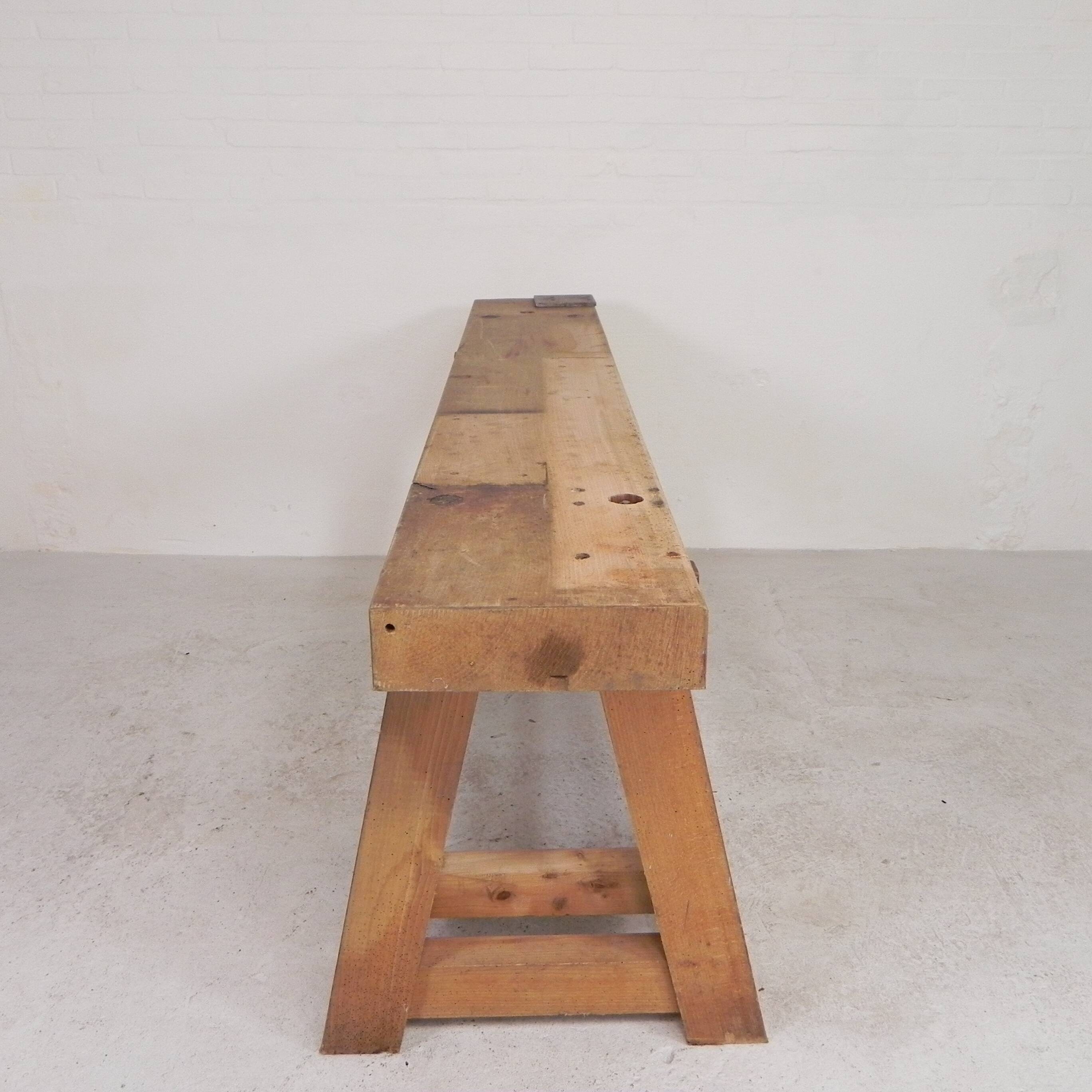 Oak workbench 2 meters long, 1950s