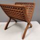 Teak newspaper/magazine rack, Danish, estimated 1970s–80s.