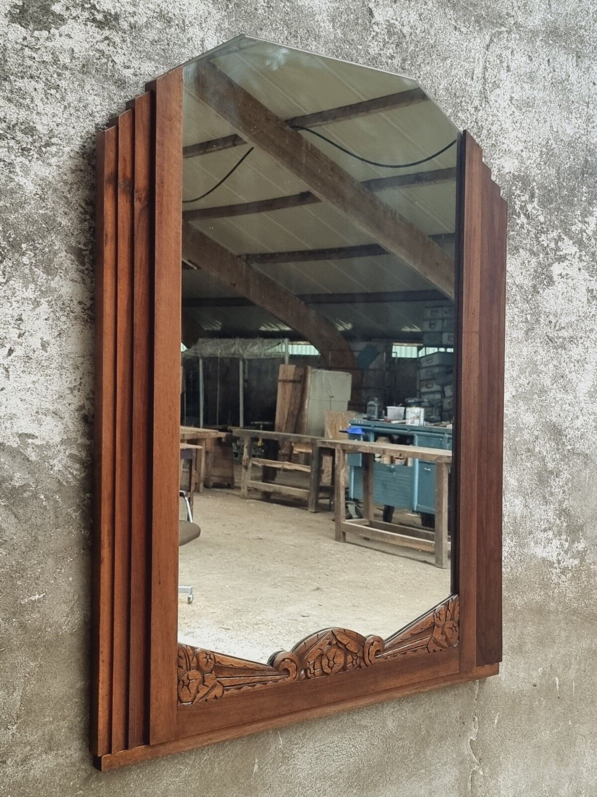 Miroir Art Déco miroir mural en bois 120x95cm