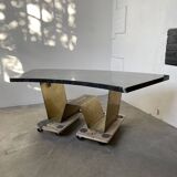 Addor 60s sculptural marble and brass coffee table