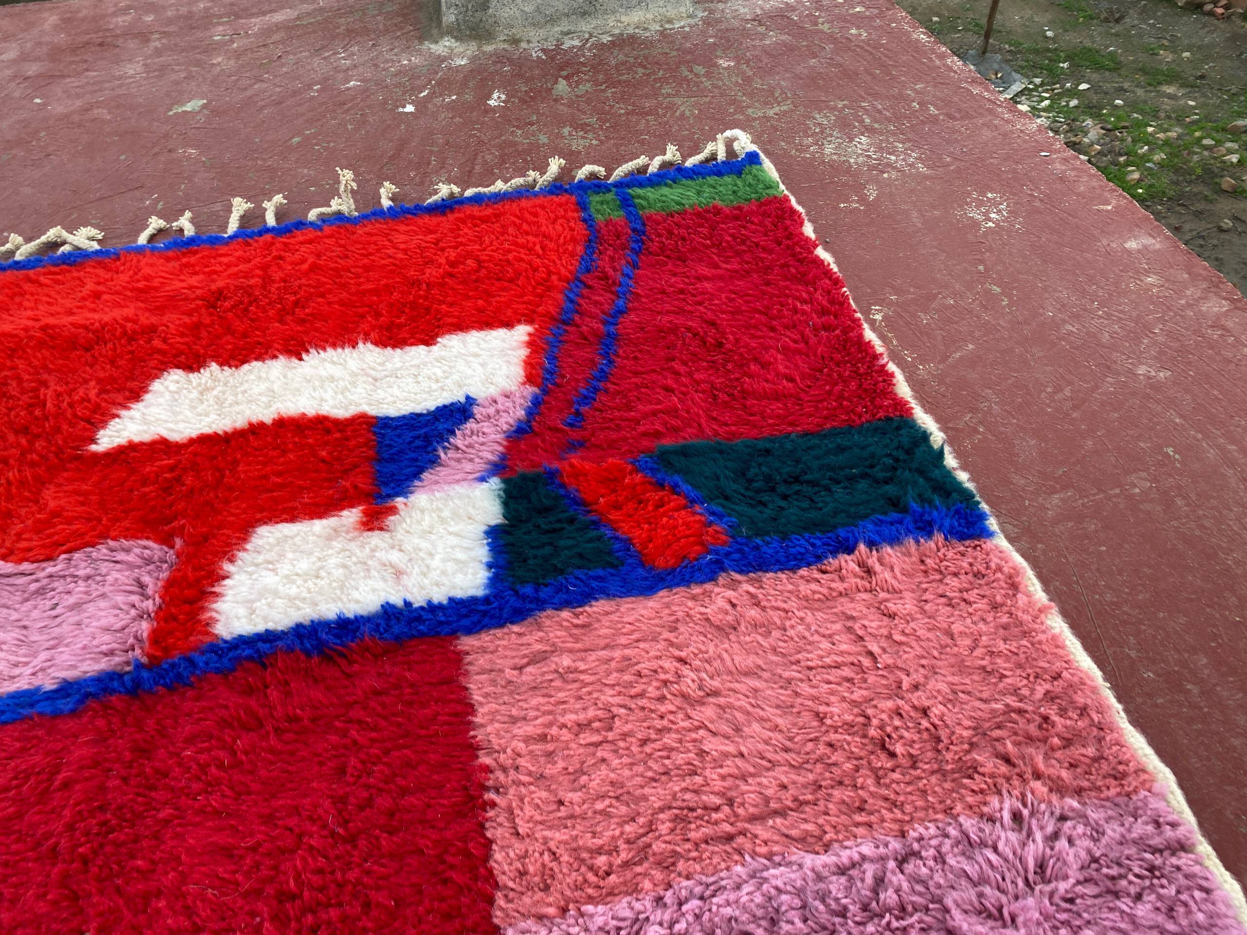 Contemporary Beni Ouarain Rug 300x200 cm – Multicoloured Abstract Patterns