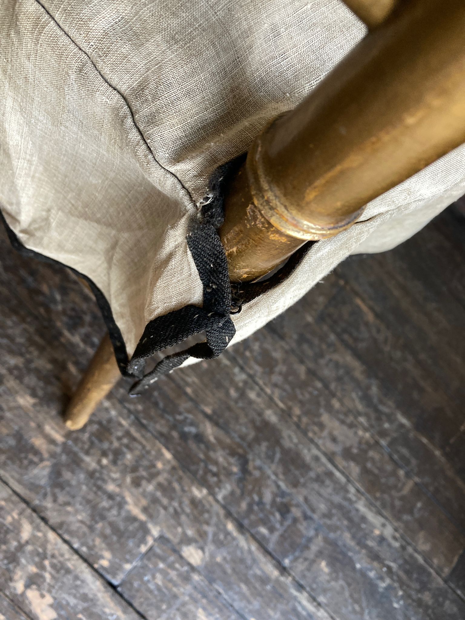 Chair in gilded wood and linen Napoleon III