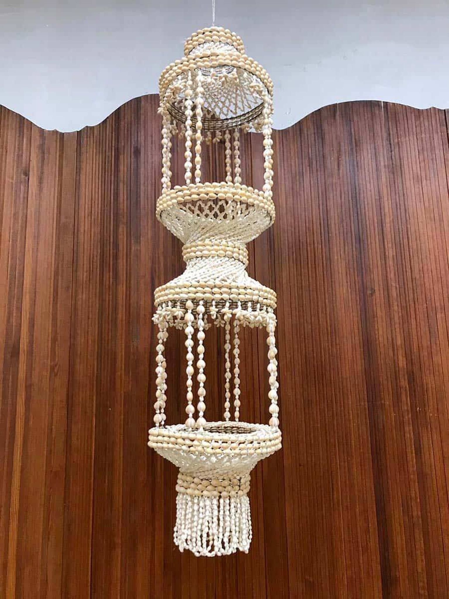 Vintage seashell plant hanger chandelier Ibiza style