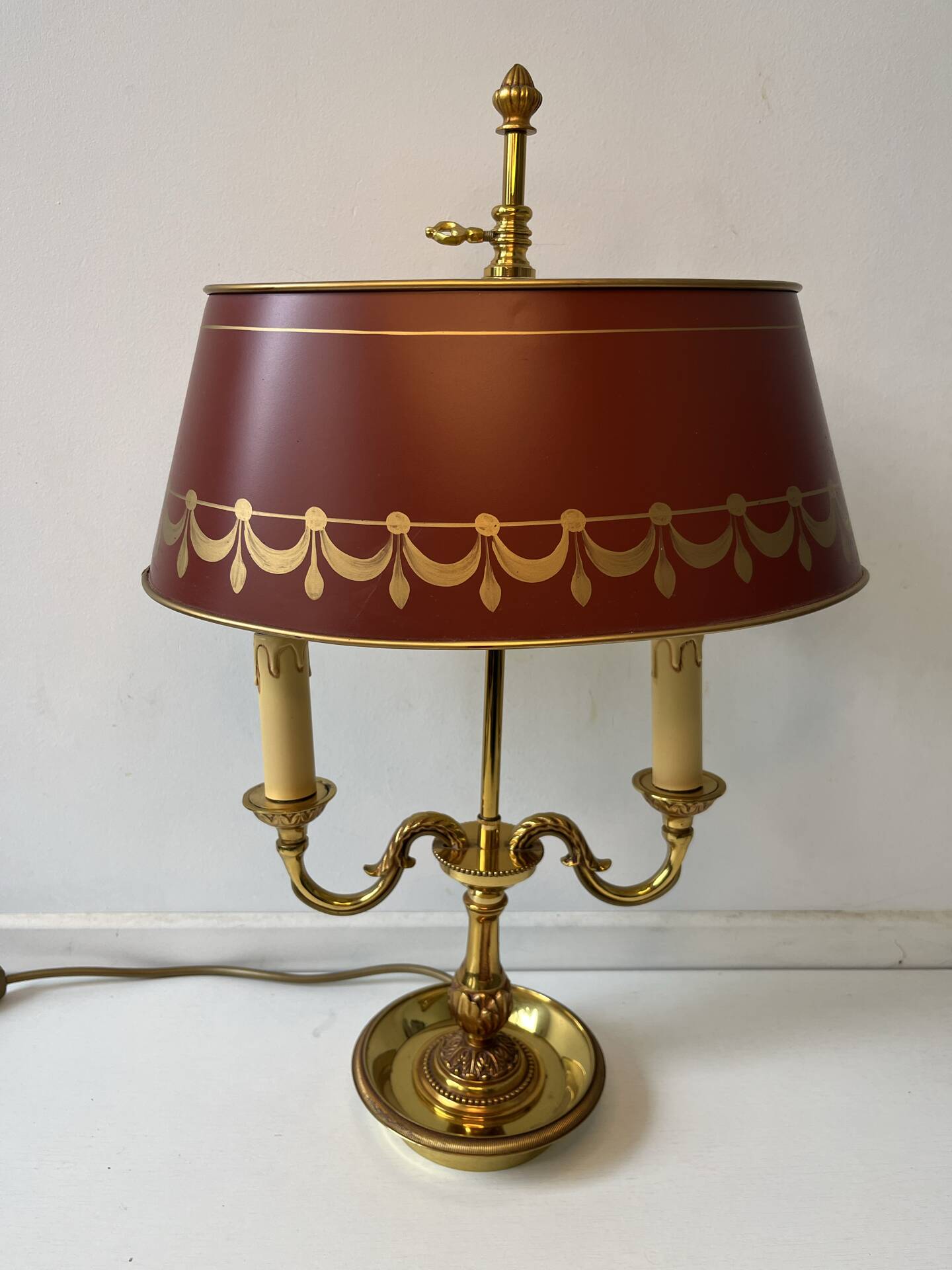 Bouillotte lamp Lucien Gau Paris in gilded bronze