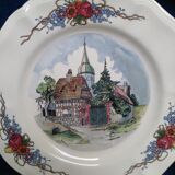 12 plates of the Obernai earthenware décor service signed Henri Loux